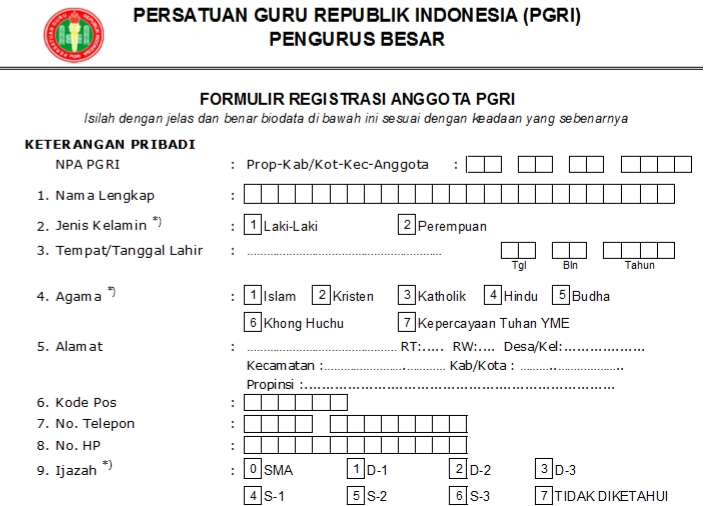 Pendaftaran PGRI Gubeng - Persatuan Guru Republik Indonesia Cabang Gubeng